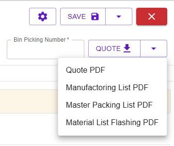 Manufacturing and material list exports
