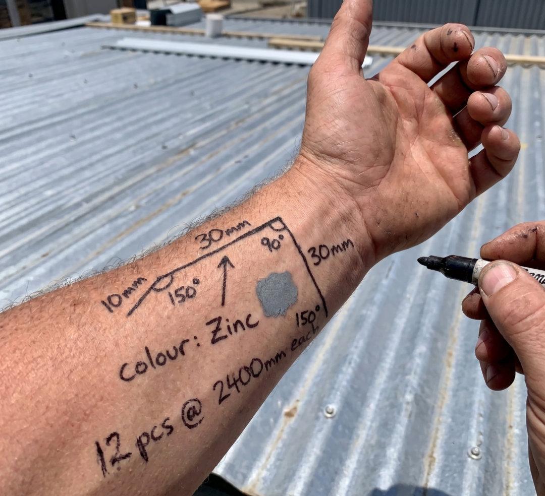 Messy hand-drawn flashing order on cardboard